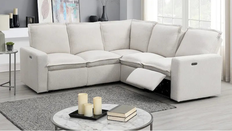 Poltrona Reclinabile Elettrica, Beige / Grigio, Seduta Singola, con Porta USB