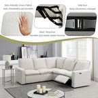 Poltrona Reclinabile Elettrica, Beige / Grigio, Seduta Singola, con Porta USB