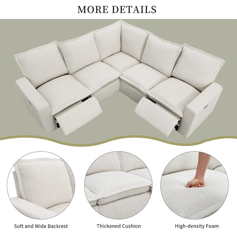 Poltrona Reclinabile Elettrica, Beige / Grigio, Seduta Singola, con Porta USB