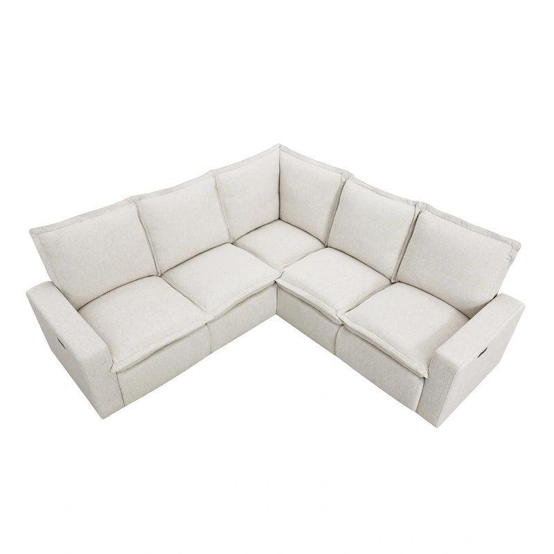 Poltrona Reclinabile Elettrica, Beige / Grigio, Seduta Singola, con Porta USB