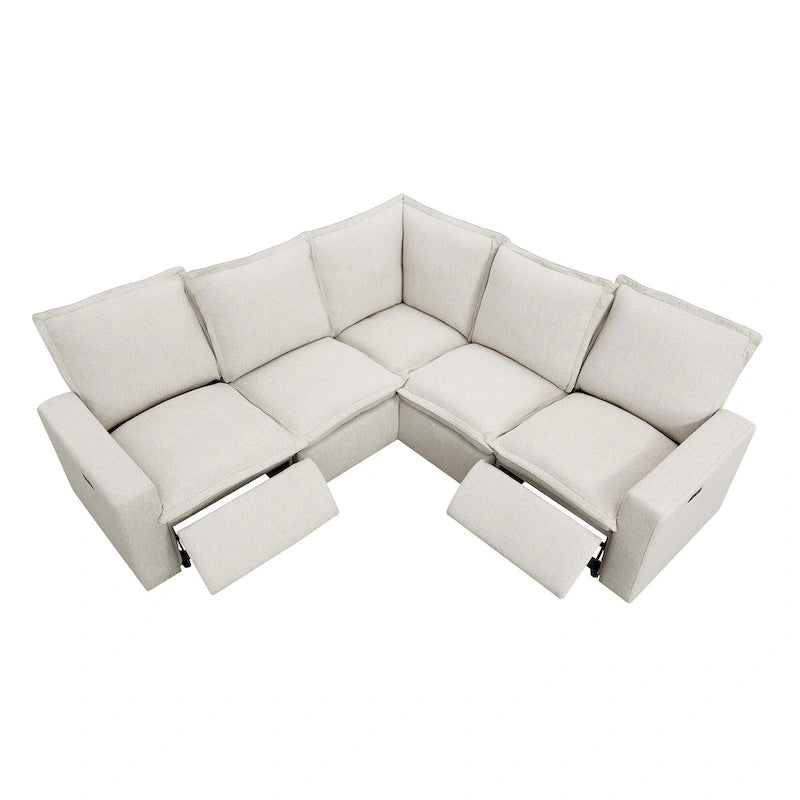 Poltrona Reclinabile Elettrica, Beige / Grigio, Seduta Singola, con Porta USB