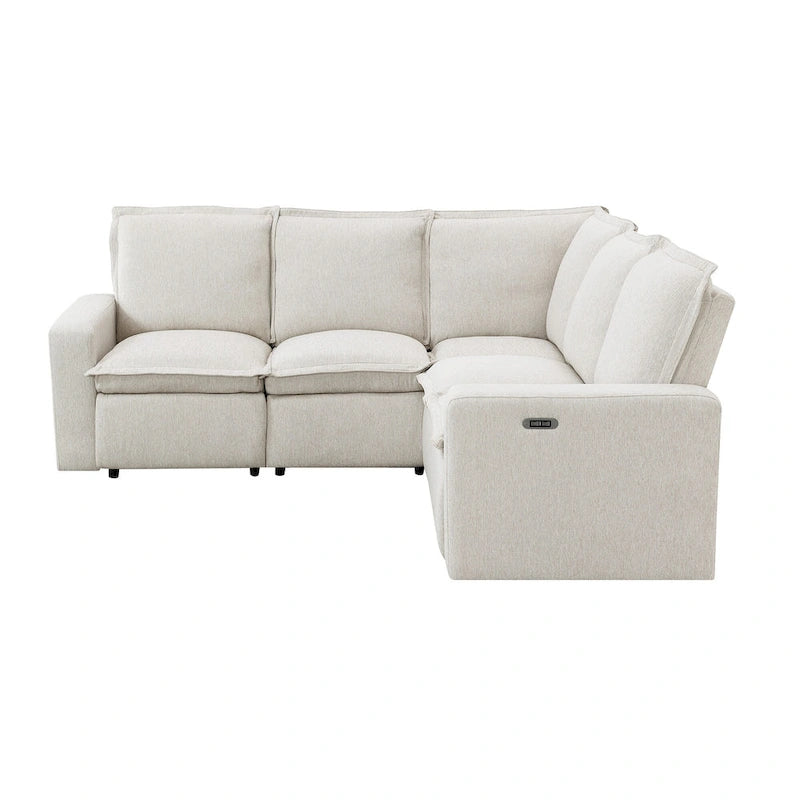 Poltrona Reclinabile Elettrica, Beige / Grigio, Seduta Singola, con Porta USB