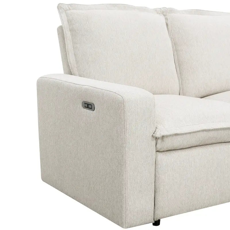 Poltrona Reclinabile Elettrica, Beige / Grigio, Seduta Singola, con Porta USB