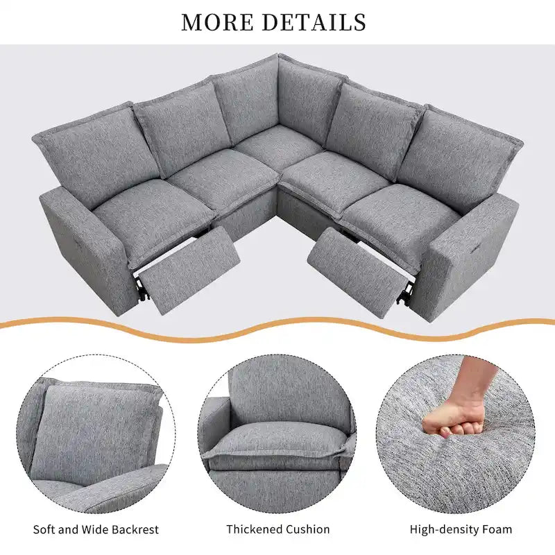 Poltrona Reclinabile Elettrica, Beige / Grigio, Seduta Singola, con Porta USB