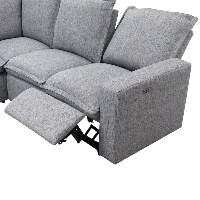 Poltrona Reclinabile Elettrica, Beige / Grigio, Seduta Singola, con Porta USB