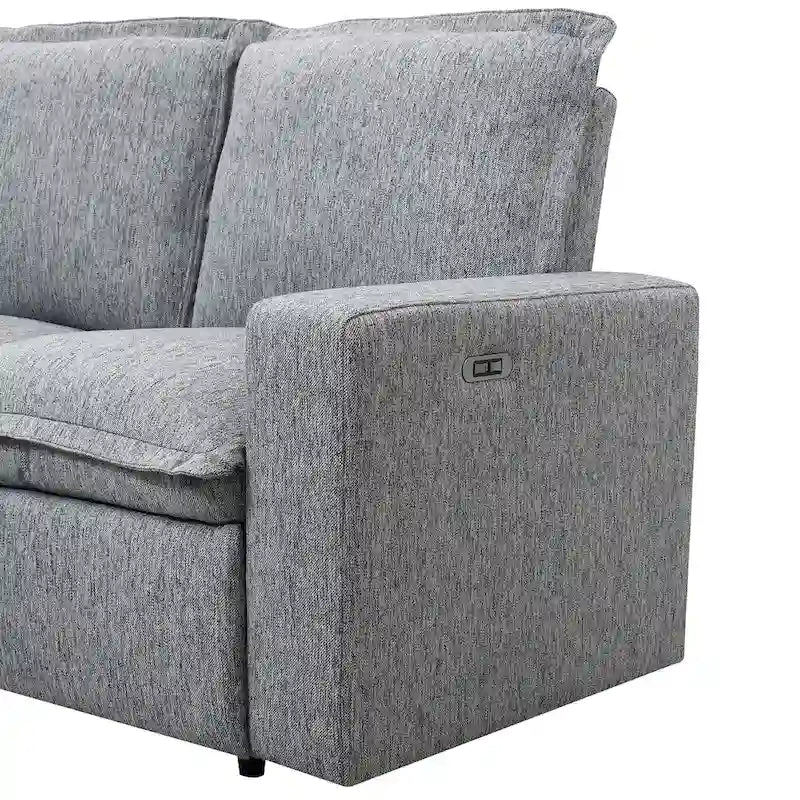 Poltrona Reclinabile Elettrica, Beige / Grigio, Seduta Singola, con Porta USB
