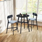 Set da pranzo moderno di 3 pezzi con tavolo rotondo in legno e 2 sgabelli da bar imbottiti in legno massiccio per sala da pranzo, bar e soggiorno