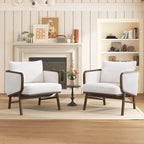 Set di 2 Poltrone Accent in Tessuto Sherpa, Poltrona Imbottita con Struttura in Legno Massello