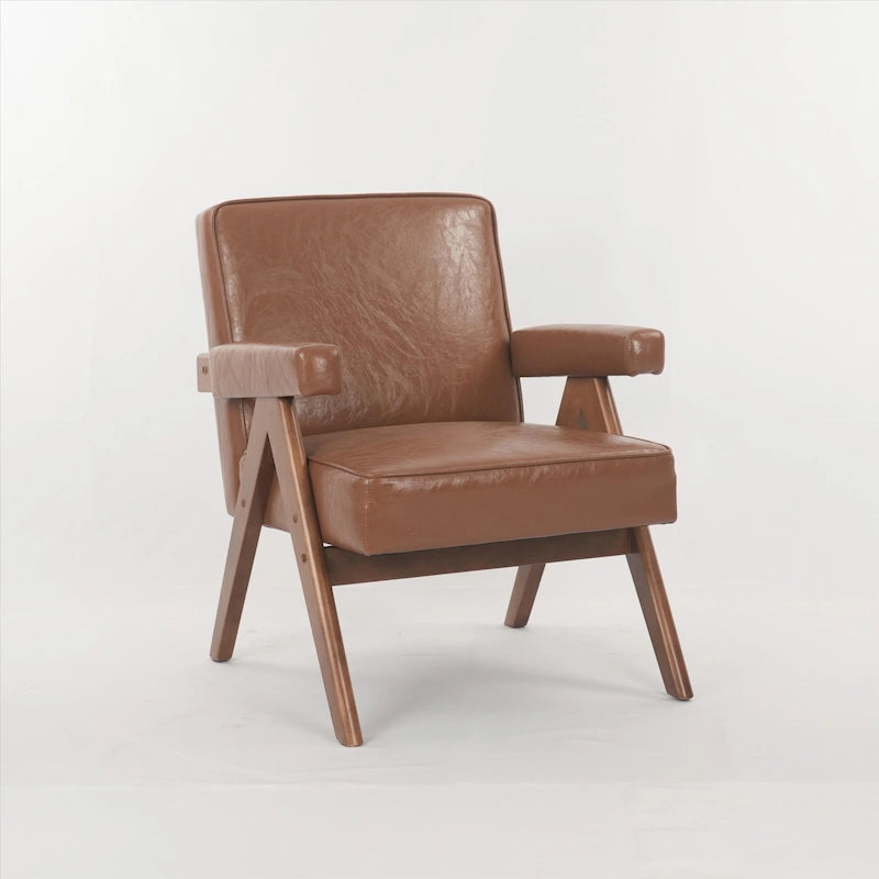 Poltrona Relax Marrone/Beige con Braccioli, Gambe in Legno Massello, 1 Posto