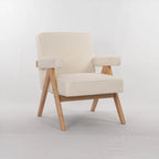 Poltrona Relax Marrone/Beige con Braccioli, Gambe in Legno Massello, 1 Posto