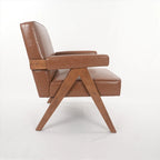 Poltrona Relax Marrone/Beige con Braccioli, Gambe in Legno Massello, 1 Posto
