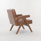 Poltrona Relax Marrone/Beige con Braccioli, Gambe in Legno Massello, 1 Posto