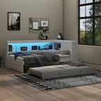 Letto a giorno completo bianco/legno con rotelle, 2 posti