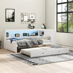 Letto a giorno completo bianco/legno con rotelle, 2 posti