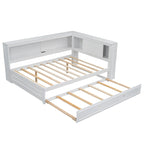 Letto a giorno completo bianco/legno con rotelle, 2 posti