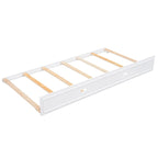 Letto a giorno completo bianco/legno con rotelle, 2 posti