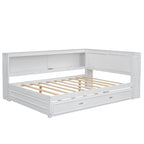 Letto a giorno completo bianco/legno con rotelle, 2 posti