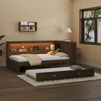 Letto a giorno completo bianco/legno con rotelle, 2 posti