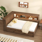Letto a giorno completo bianco/legno con rotelle, 2 posti