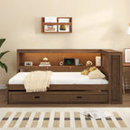 Letto a giorno completo bianco/legno con rotelle, 2 posti