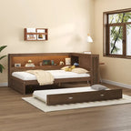 Letto a giorno completo bianco/legno con rotelle, 2 posti