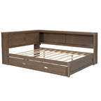 Letto a giorno completo bianco/legno con rotelle, 2 posti