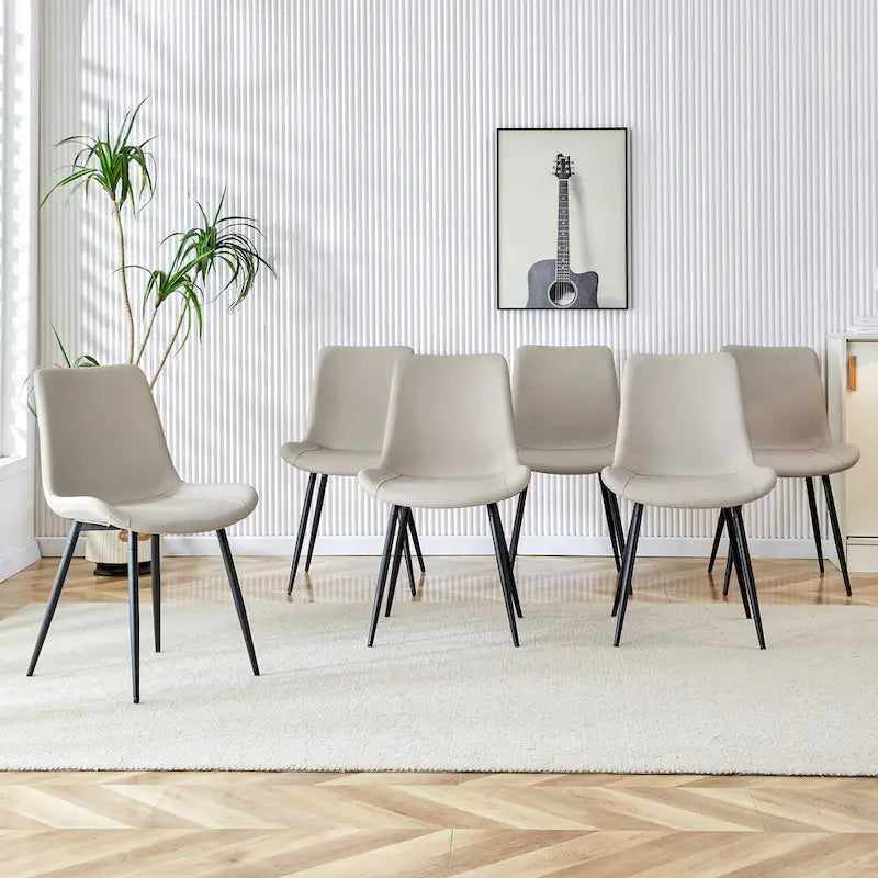 Set di 4 sedie da pranzo, sedia da pranzo familiare con schienale in pelle, comoda sedia da cucina con cuscino extra largo