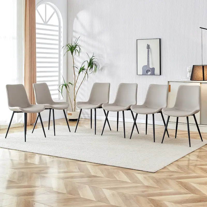 Set di 4 sedie da pranzo, sedia da pranzo familiare con schienale in pelle, comoda sedia da cucina con cuscino extra largo