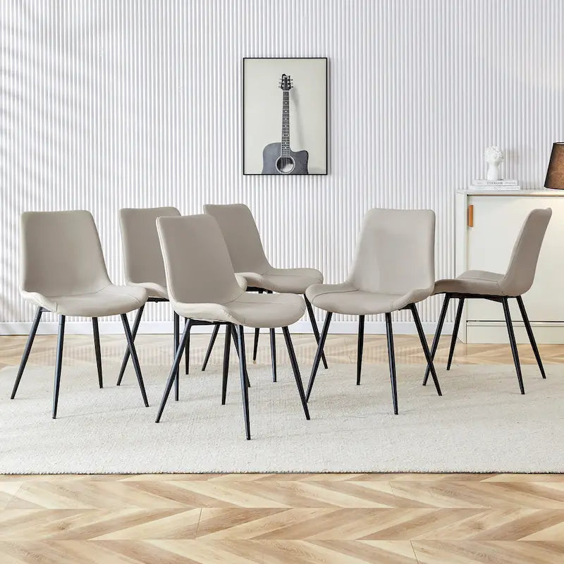 Set di 4 sedie da pranzo, sedia da pranzo familiare con schienale in pelle, comoda sedia da cucina con cuscino extra largo