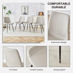 Set di 4 sedie da pranzo, sedia da pranzo familiare con schienale in pelle, comoda sedia da cucina con cuscino extra largo