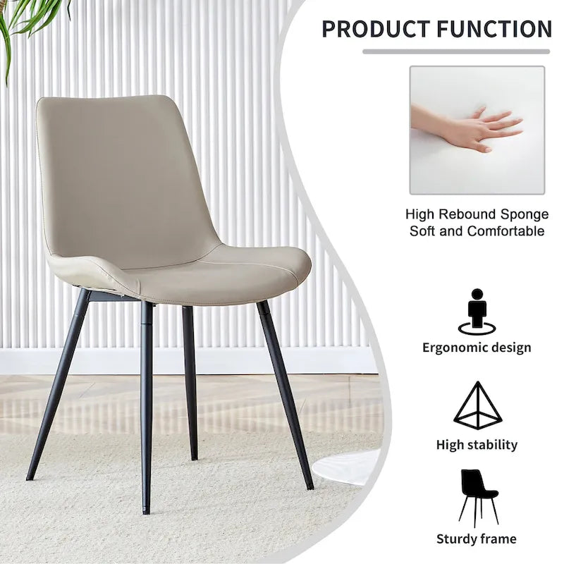 Set di 4 sedie da pranzo, sedia da pranzo familiare con schienale in pelle, comoda sedia da cucina con cuscino extra largo