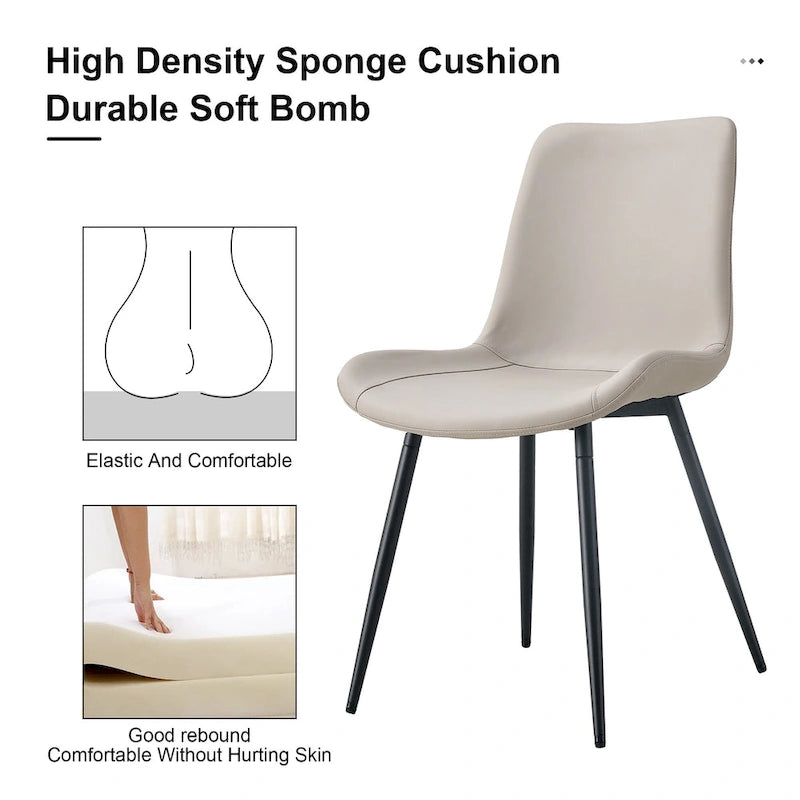 Set di 4 sedie da pranzo, sedia da pranzo familiare con schienale in pelle, comoda sedia da cucina con cuscino extra largo