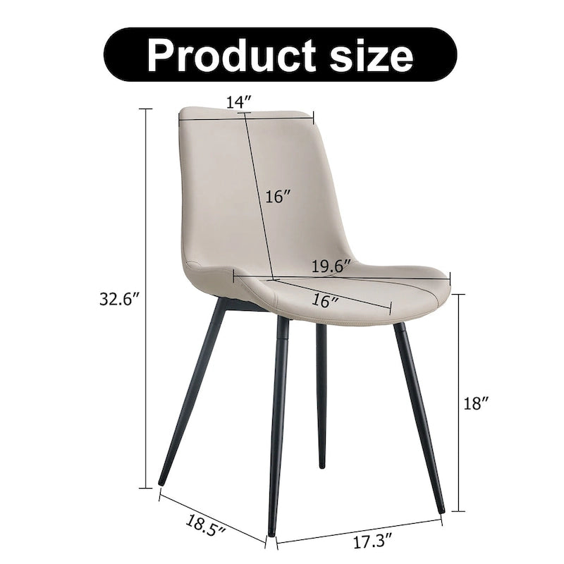 Set di 4 sedie da pranzo, sedia da pranzo familiare con schienale in pelle, comoda sedia da cucina con cuscino extra largo