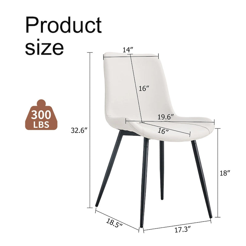 Set di 4 sedie da pranzo, sedia da pranzo familiare con schienale in pelle, comoda sedia da cucina con cuscino extra largo