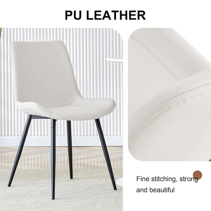 Set di 4 sedie da pranzo, sedia da pranzo familiare con schienale in pelle, comoda sedia da cucina con cuscino extra largo