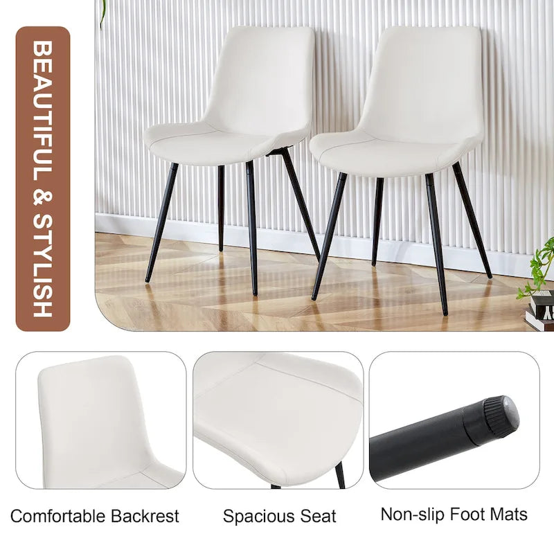 Set di 4 sedie da pranzo, sedia da pranzo familiare con schienale in pelle, comoda sedia da cucina con cuscino extra largo