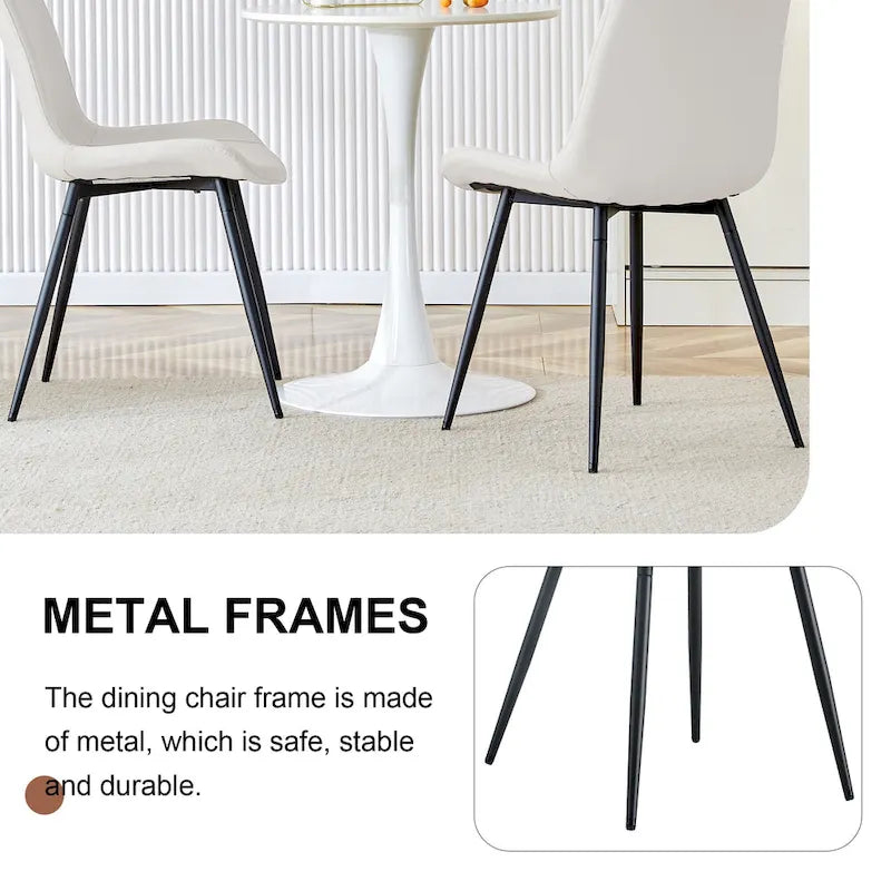 Set di 4 sedie da pranzo, sedia da pranzo familiare con schienale in pelle, comoda sedia da cucina con cuscino extra largo