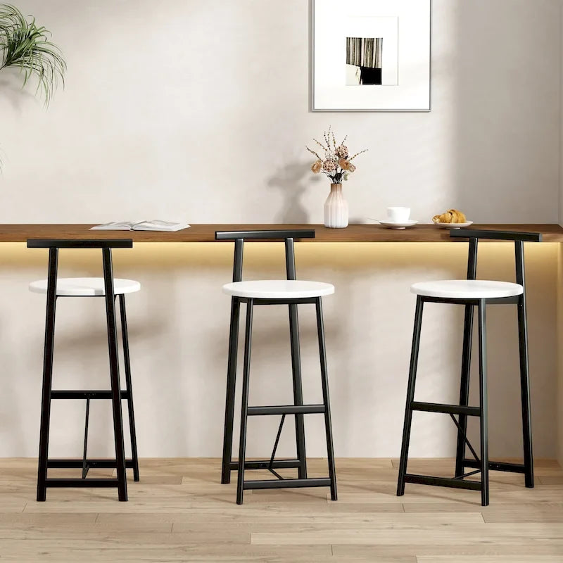 Set di 3 sgabelli da bar in legno 27H con poggiapiedi, facile da montare, per sala da pranzo, cucina