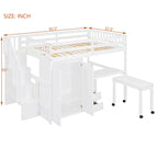 Letto a soppalco full size con scale, scrivania, libreria e armadio – Espresso / Grigio / Bianco