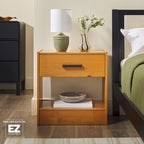 Comodino moderno Walker Edison con 1 cassetto in legno massello e montaggio facile
