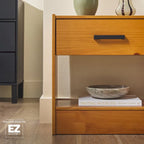 Comodino moderno Walker Edison con 1 cassetto in legno massello e montaggio facile