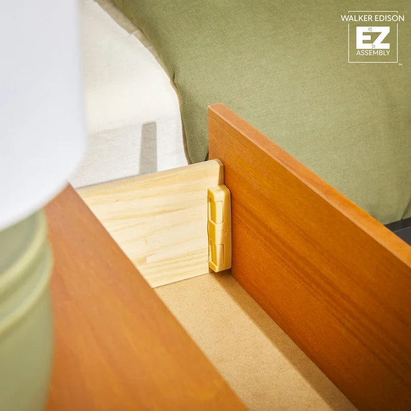 Comodino moderno Walker Edison con 1 cassetto in legno massello e montaggio facile