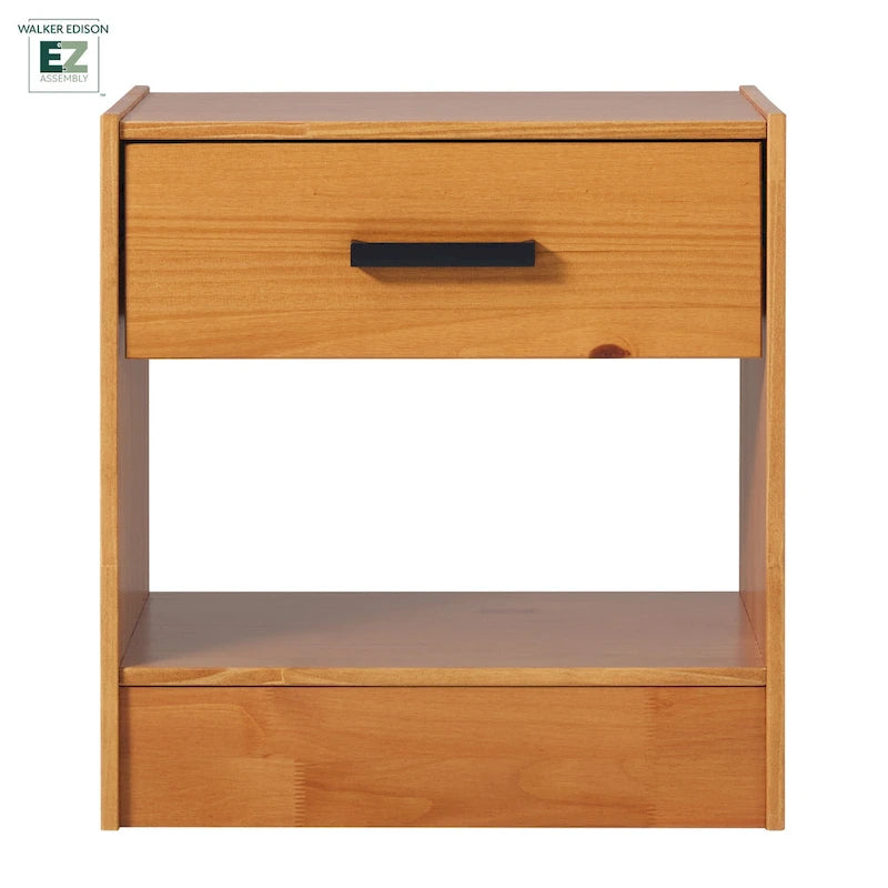 Comodino moderno Walker Edison con 1 cassetto in legno massello e montaggio facile