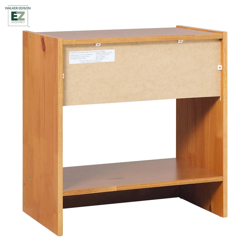 Comodino moderno Walker Edison con 1 cassetto in legno massello e montaggio facile