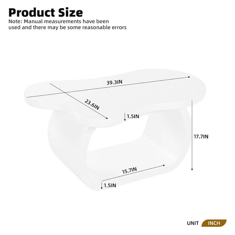 Tavolino moderno a nuvola con piano spesso 1,5 pollici, tavolino laterale irregolare stile crema con gambe curve, tavolino d'accento dal design unico