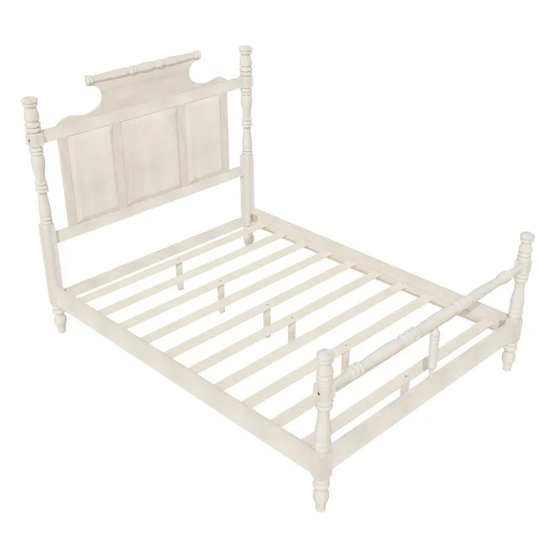 Letto a baldacchino in legno in stile country vintage, misura queen size, con testiera a forma di corona alta 144,5 cm, senza bisogno di rete a molle