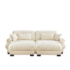Velvet Fabric Loveseat Couch Modular Sectional Sofa with 2 Ottomans