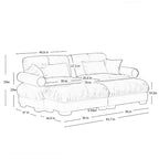 Divano sezionale modulare vintage in velluto cammello / grigio / crema / blu / verde oliva con 2 pouf – 2+ posti