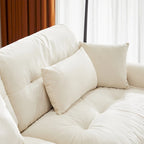 Divano sezionale modulare vintage in velluto cammello / grigio / crema / blu / verde oliva con 2 pouf – 2+ posti