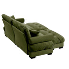 Divano sezionale modulare vintage in velluto cammello / grigio / crema / blu / verde oliva con 2 pouf – 2+ posti
